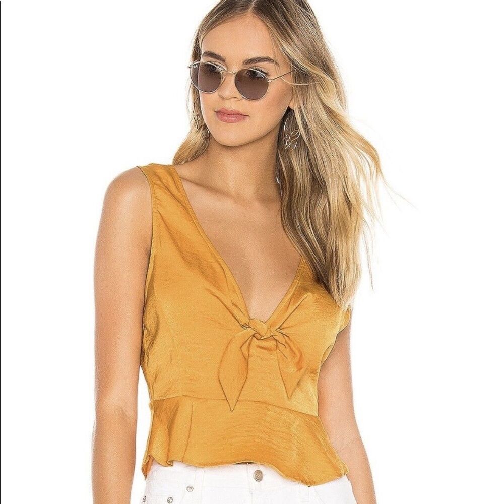 BCBGeneration Knot Front Peplum Tank Size S Goldenrod Mustard Yellow